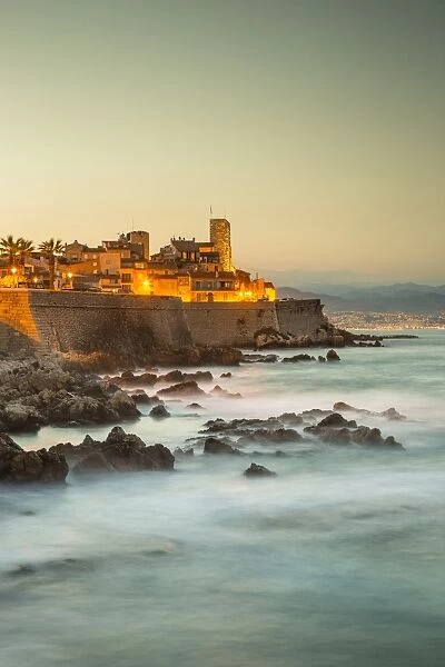 Old town and sea wall in Antibes, Alpes-Maritimes, Provence-Alpes-Cote D Azur, French Riviera