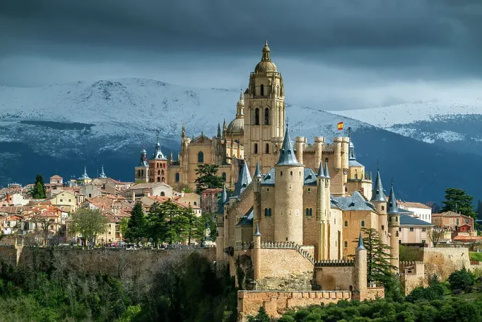 Framed Print : Old town skyline with Alcazar castle and Cathedral, Segovia, Castile and Leon, Spain Framed Print : Old town skyline with Alcazar castle and Cathedral, Segovia, Castile and Leon, Spain