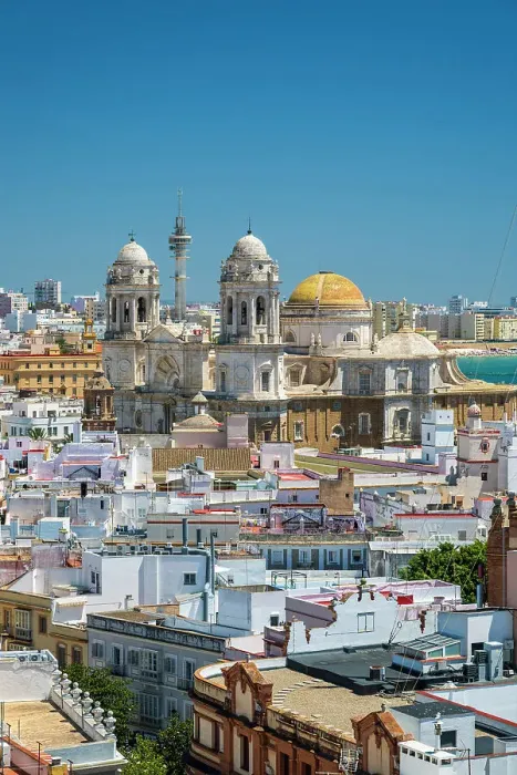 Framed Print : Old town skyline with Cathedral, Cadiz, Andalusia, Spain Framed Print : Old town skyline with Cathedral, Cadiz, Andalusia, Spain