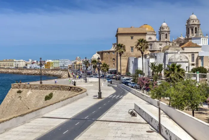 Framed Print : Old town skyline and corniche, Cadiz, Andalusia, Spain Framed Print : Old town skyline and corniche, Cadiz, Andalusia, Spain
