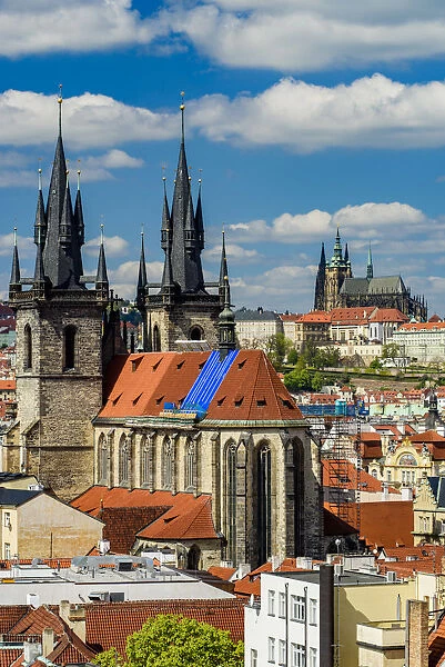 Old town skyline, Prague, Bohemia, Czech Republic