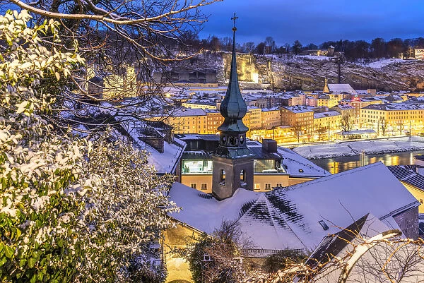 Old town in a snow day, Salzburg, Austria