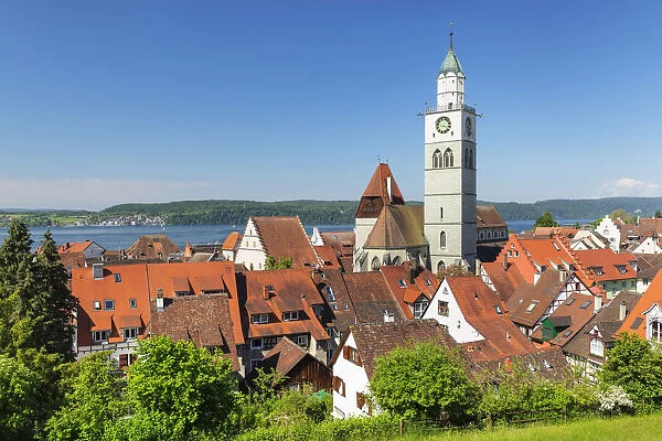 Old Town with St. Nicholas cathedral, Uberlingen, Lake Constance, Upper Swabia, Baden Wurttemberg, Germany
