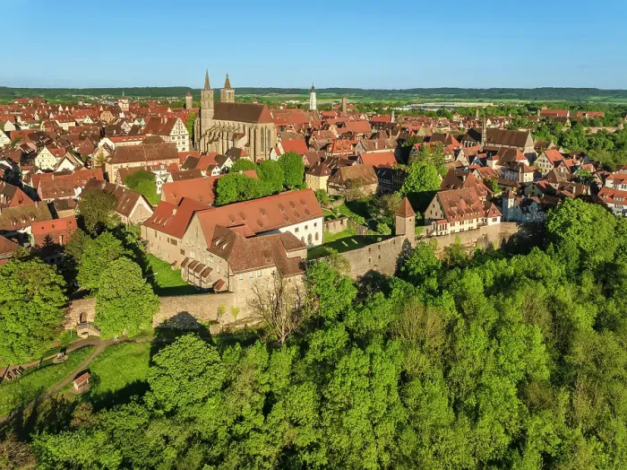 Framed Print : Old town with St.Jakobs church and city wall, Rothenburg ob der Tauber, Middle Franconia, Romantic road, Tauber valley, Bavaria, Germany