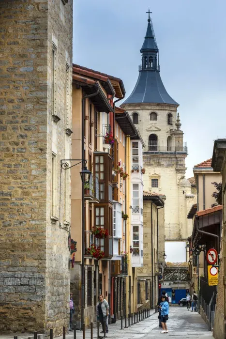 Framed Print : Old town street with Cathedral of Santa Maria behind, Vitoria-Gasteiz, Alava, Basque Framed Print : Old town street with Cathedral of Santa Maria behind, Vitoria-Gasteiz, Alava, Basque
