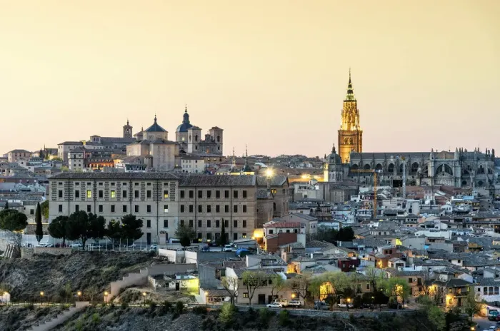 Framed Print : The Old Town of Toledo in the evening. The Catedral Primada (Primate Cathedral of Framed Print : The Old Town of Toledo in the evening. The Catedral Primada (Primate Cathedral of