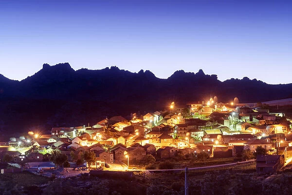 The old and traditional village of Pitoes das Junias at twilight
