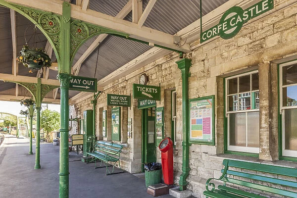 Old train station in the village of Corfe Castle, Dorset, England