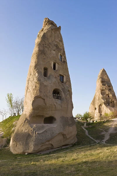 Old troglodytic cave dwellings, Uchisar, Cappadocia, Anatolia, Turkey