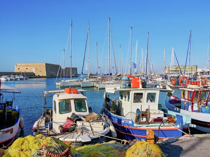 Framed Print : Old Venetian Port and The Koules Fortress, City of Heraklion, Crete, Greece Framed Print : Old Venetian Port and The Koules Fortress, City of Heraklion, Crete, Greece