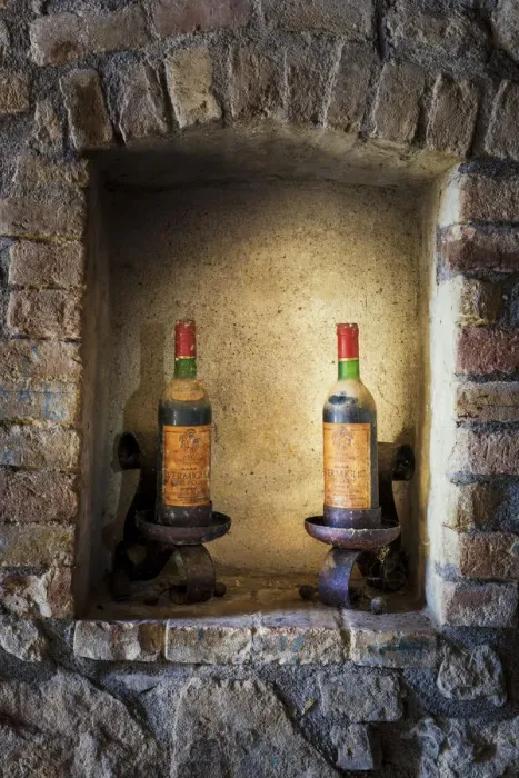 Framed Print : Old Wine Bottles, Costanti Winery, Montalcino, Tuscany, Italy Framed Print : Old Wine Bottles, Costanti Winery, Montalcino, Tuscany, Italy