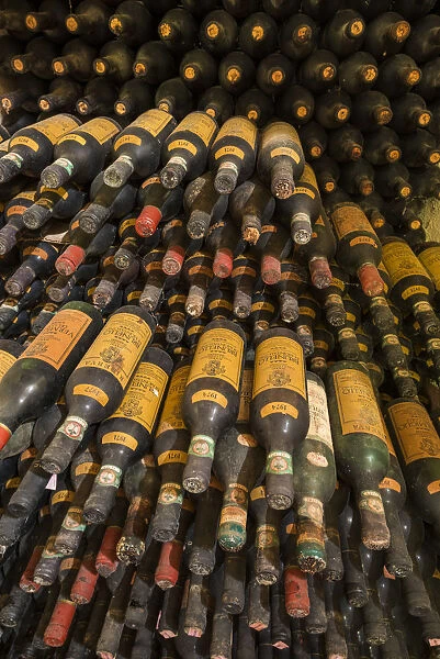 Old Wine Bottles at Costanti Winery, Montalcino, Tuscany, Italy