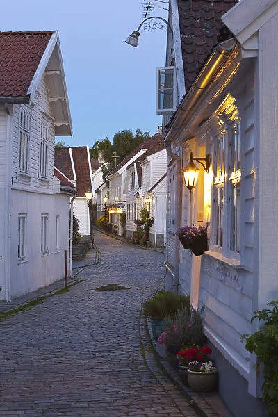 Old wooden buildings, Gamle Stan (old town), Stavanger, Rogaland County, Norway