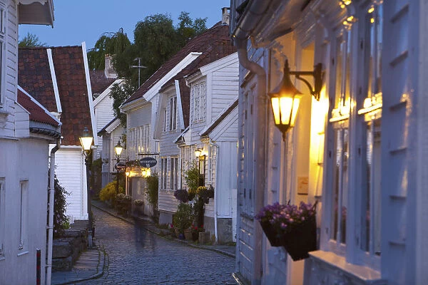 Old wooden buildings, Gamle Stan (old town), Stavanger, Rogaland County, Norway