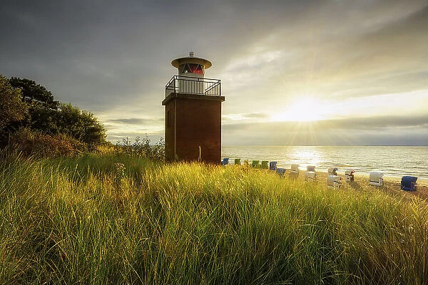 Olhorn lighthouse on the beach promenade of Wyk auf Fohr, Foehr Island, North Frisia, North Frisian Islands, Wadden Sea, Schleswig-Holstein Wadden Sea National Park, Schleswig-Holstein, Germany