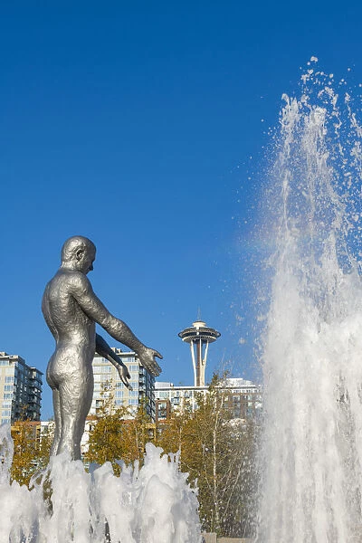Olympic Sculpture Park and space needle, Seattle Washington, USA