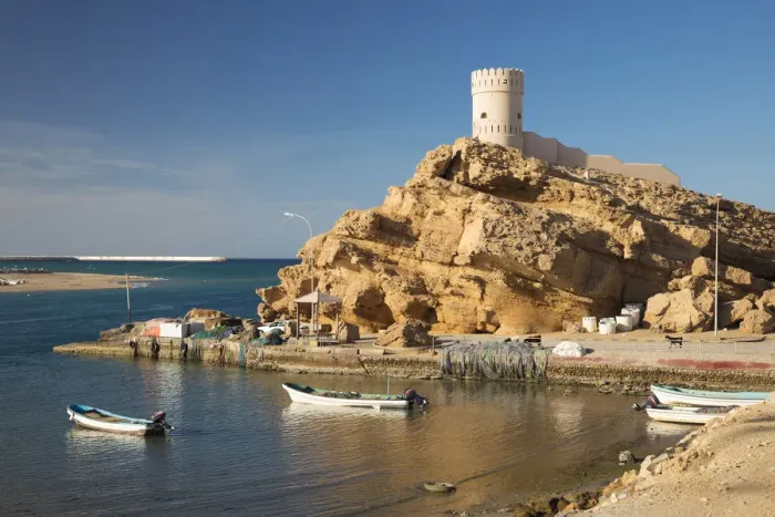 Framed Print : Oman, Al Ayjah, Sur, the pretty harbour and forts of Ayiah Framed Print : Oman, Al Ayjah, Sur, the pretty harbour and forts of Ayiah