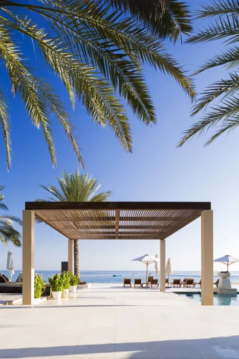 Framed Print : Oman. Muscat Governorate, Muscat. The pool area at Al Bustan Palace Hotel Framed Print : Oman. Muscat Governorate, Muscat. The pool area at Al Bustan Palace Hotel