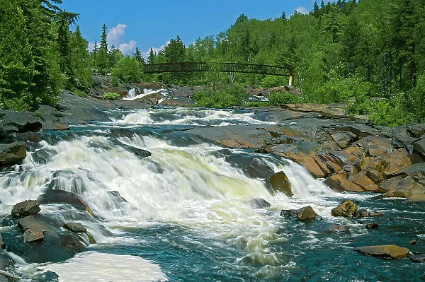 Onaping River drops 150 feet over a number of cascades at Onaping Falls. Sudbury Basin. Onaping, Ontario, Canada