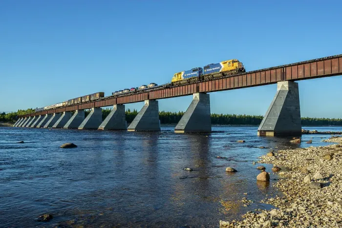 Framed Print : Ontario Northland train crossing the Moose River Bridge in the James Bay Lowlands, Ontario, Canada Framed Print : Ontario Northland train crossing the Moose River Bridge in the James Bay Lowlands, Ontario, Canada