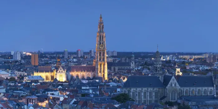 Framed Print : Onze-Lieve-Vrouwe Cathedral at dusk, Antwerp, Flanders, Belgium Framed Print : Onze-Lieve-Vrouwe Cathedral at dusk, Antwerp, Flanders, Belgium