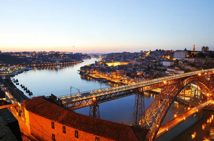 Framed Print : Oporto, capital of the Port wine, with the Douro river and Dom Luis bridge at sunset Framed Print : Oporto, capital of the Port wine, with the Douro river and Dom Luis bridge at sunset