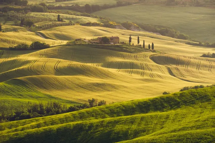 Framed Print : Orcia Valley, Tuscany, Italy. Tuscan hills at sunrise Framed Print : Orcia Valley, Tuscany, Italy. Tuscan hills at sunrise