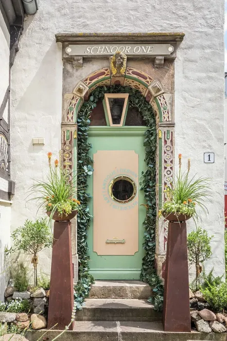 Framed Print : Original entrance door in the historic Schnoor district, Bremen, Germany Framed Print : Original entrance door in the historic Schnoor district, Bremen, Germany