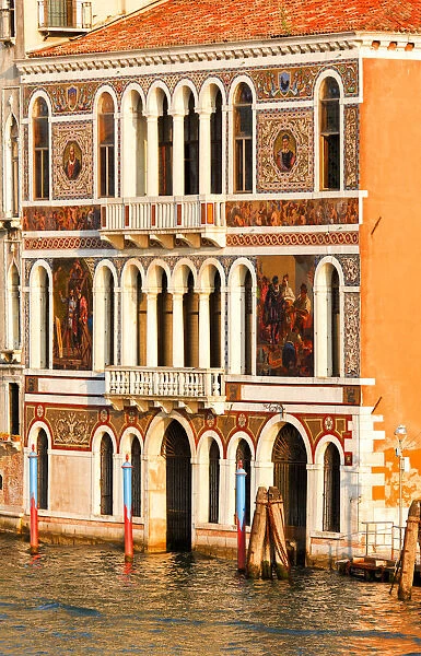 Ornamented Facade of Palazzo Barbarigo on the Grand Canal, Depicting Murano Glass
