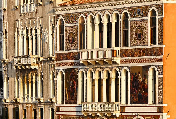 Ornamented Facade of Palazzo Barbarigo on the Grand Canal, Depicting Murano Glass