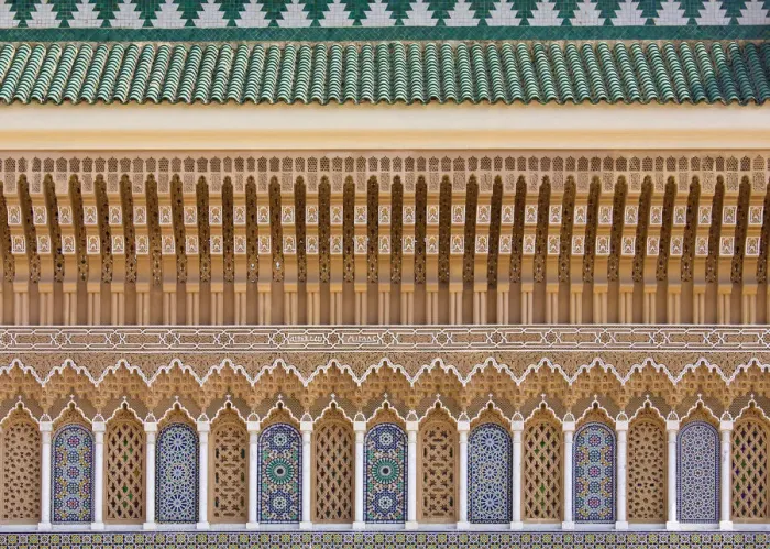 Framed Print : Ornate architectural detail above entrance to the Royal Palace, Fez, Morocco Framed Print : Ornate architectural detail above entrance to the Royal Palace, Fez, Morocco