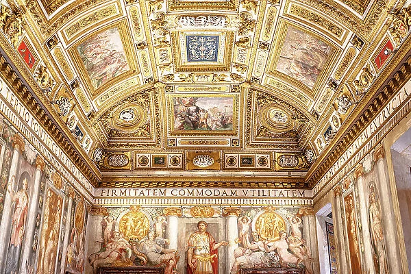 Ornate ceiling and frescoes, Castel Sant Angelo, Rome, Lazio, Italy