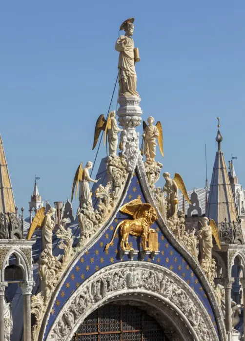 Framed Print : Ornate details on Basilica San Marco, St Marks Square, Venice, Veneto, Italy Framed Print : Ornate details on Basilica San Marco, St Marks Square, Venice, Veneto, Italy