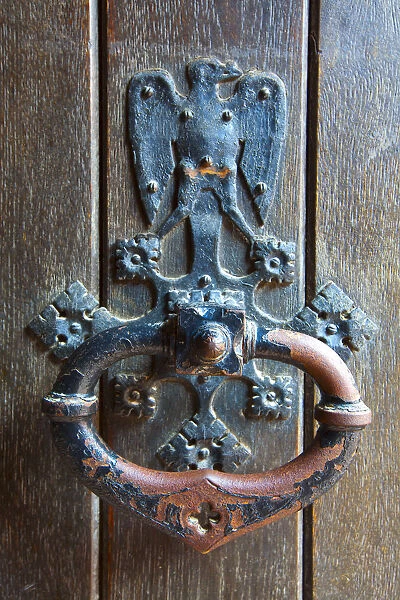 Ornate door knocker, Hunyadi Castle or Corvins Castle, Hunedoara, Transylvania