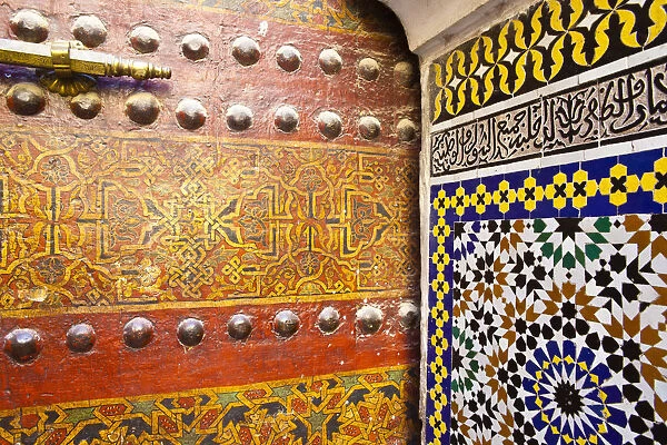 Ornate Door & Tile Work, Sidi Ahmed Tijani Mosque, The Medina, Fes, Morocco