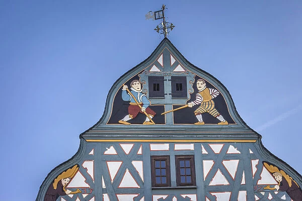 Ornate half-timbered house on the market square of Bad Camberg, Hesse, Germany