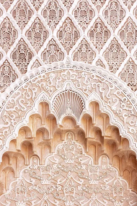 Framed Print : Ornate plasterwork, Ben Youssef Medersa (old Koranic school), Marrakech, Morocco