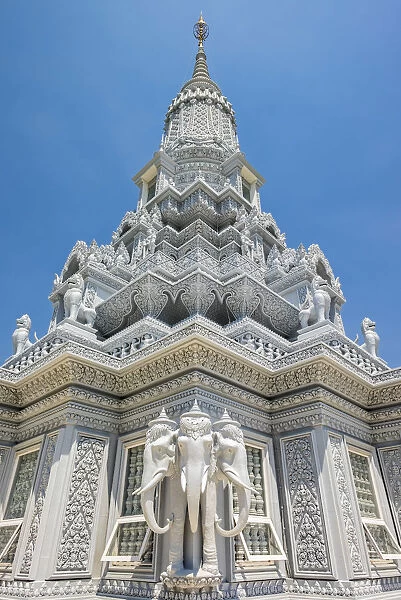 Ornate stupa at Phnom Oudong, Kandal Province, Cambodia