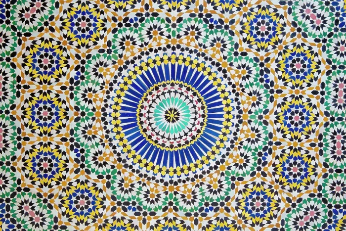 Framed Print : Ornate tile mosaic at the abandoned Telouet Kasbah, Atlas Mountains, Morocco