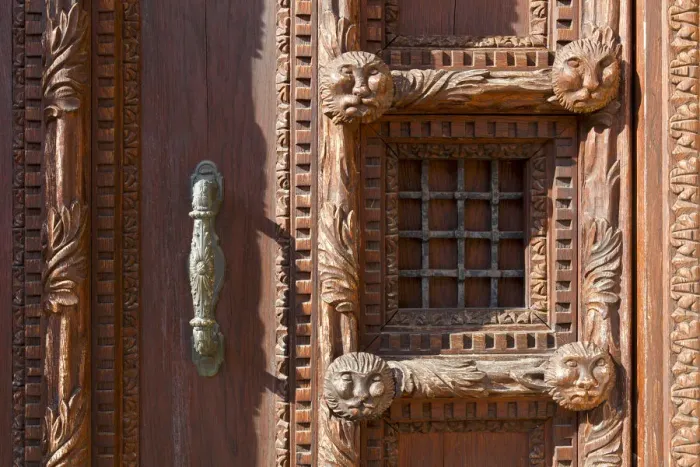 Framed Print : Ornate Wood Door, Venice, Veneto, Italy Framed Print : Ornate Wood Door, Venice, Veneto, Italy