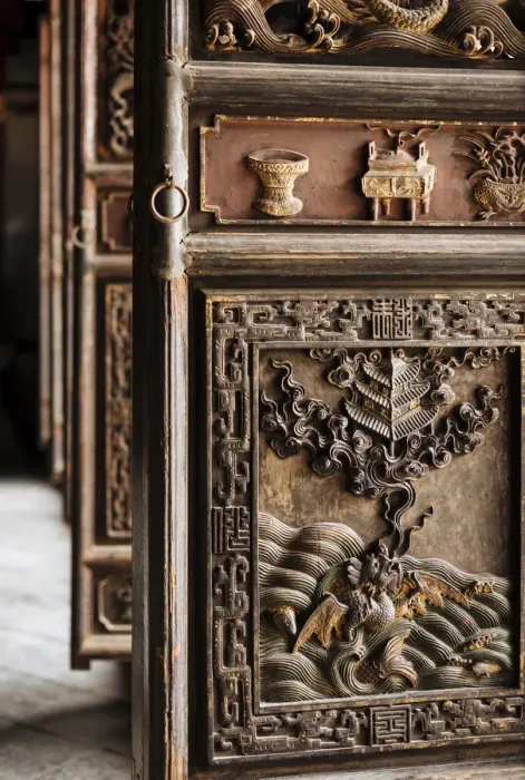 Framed Print : Ornate wooden doors, Confucian Temple, Jianshui, Yunnan Province, China