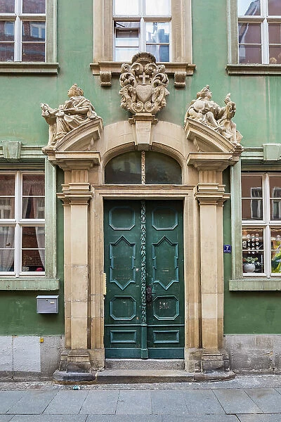 Ornated doorway, Halle (Saale), Saxony-Anhalt, Germany