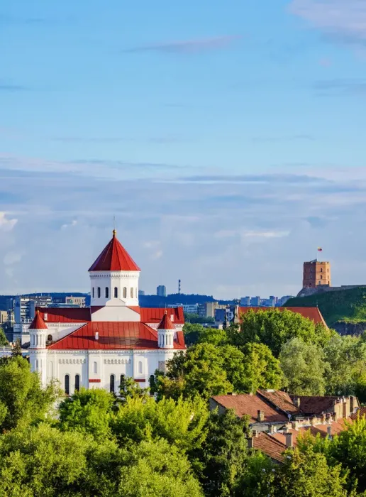 Framed Print : Orthodox Cathedral of the Theotokos and Gediminas Tower, Old Town, Vilnius, Lithuania