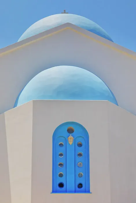 Framed Print : Orthodox church facade, Ano Meria village, Folegandros Island, Cyclades Islands, Greece
