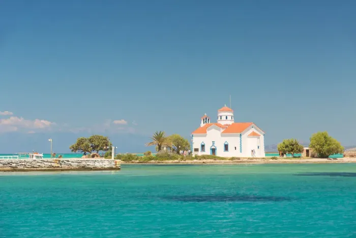 Framed Print : The orthodox church of St. Spyridon, Elafonissos, Laconia region, Peloponnese, Greece