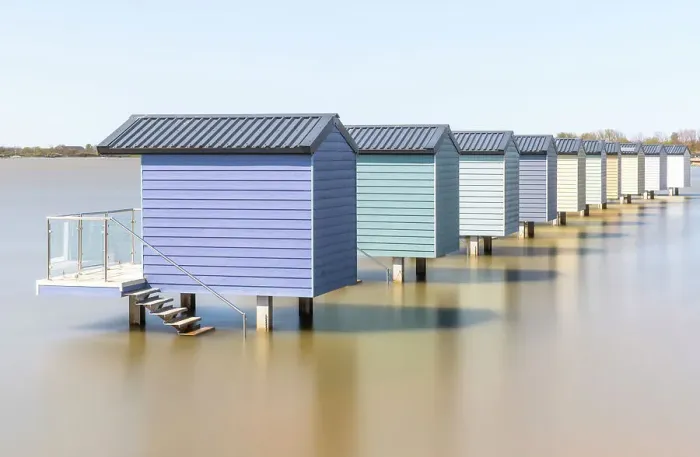 Framed Print : Osea beach huts, Maldon, Essex, England