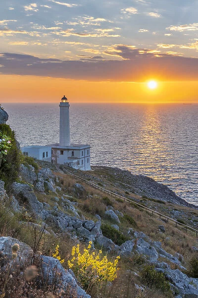 Otranto, province of Lecce, Salento, Apulia, Italy. Sunrise at the lighthouse Faro della