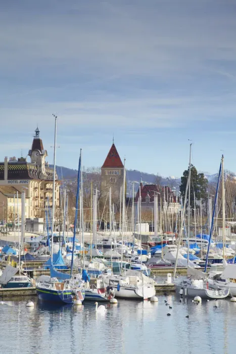 Framed Print : Ouchy harbour, Lausanne, Vaud, Switzerland Framed Print : Ouchy harbour, Lausanne, Vaud, Switzerland