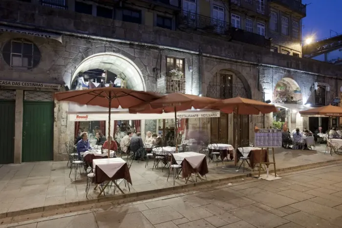 Framed Print : Outdoor Cafa on Douro River, Ribeira District, Porto (UNESCO World Heritage), Portugal Framed Print : Outdoor Cafa on Douro River, Ribeira District, Porto (UNESCO World Heritage), Portugal