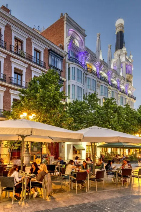 Framed Print : Outdoor cafe in Plaza de Santa Ana, Madrid, Community of Madrid, Spain Framed Print : Outdoor cafe in Plaza de Santa Ana, Madrid, Community of Madrid, Spain